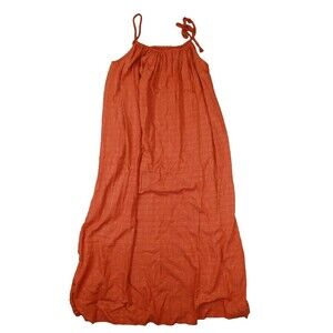 SEZANE Robe Artemia Orange Gold Pin Stripe Tie Shoulder‎ Maxi Dress size 36 US S